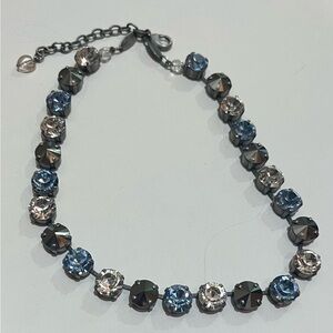 Sabika light blue, clear and black stone necklace.